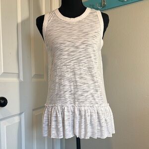 bobi White Slub Ruffle-Hem Tank
